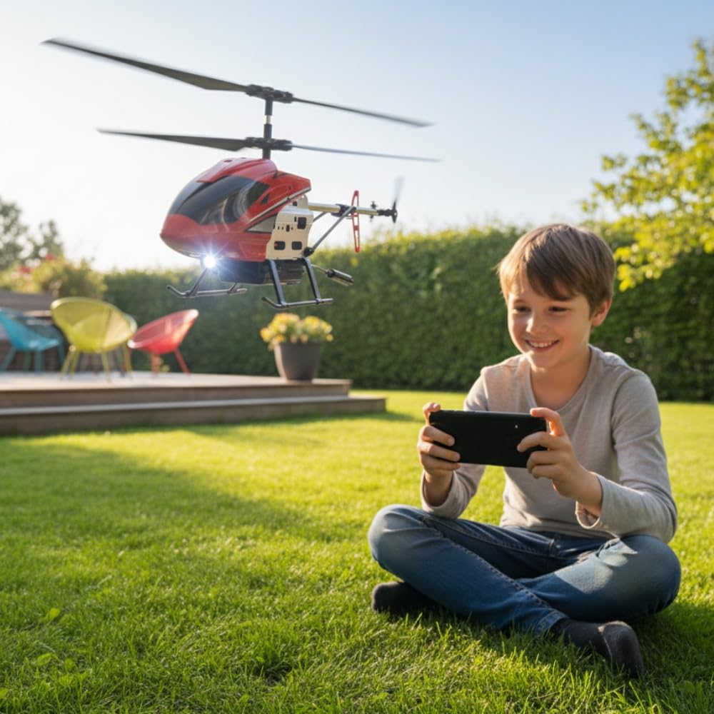 Elicottero Drone con Fotocamera 2MP Integrata WIFI, Volo Stabile e Telecomando 1-Clic, LED Frontale, Supporto Smartphone, Figure Aeree
