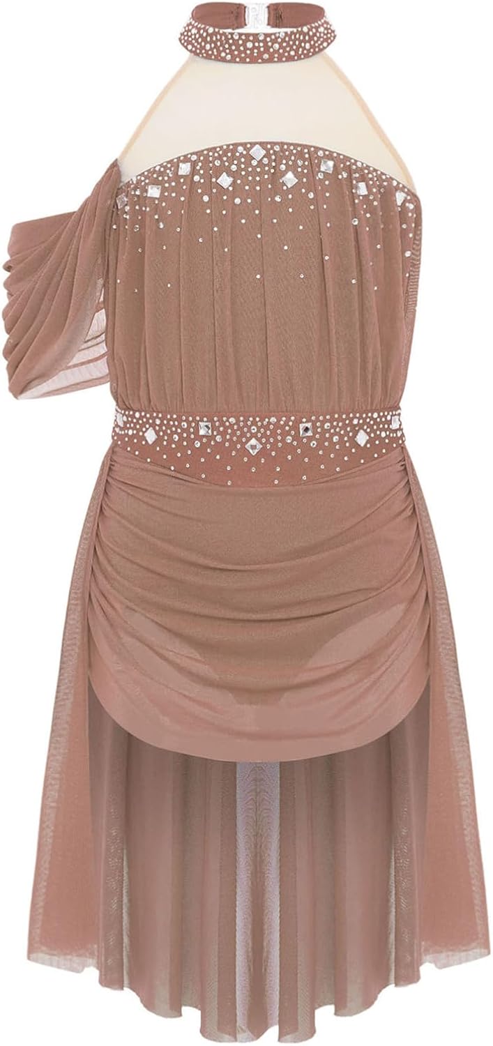 Lyrical Ballet Leotard for Girls Contemporary Dance Costume Halter Figure Skating Dress Latin Jazz Dancewear