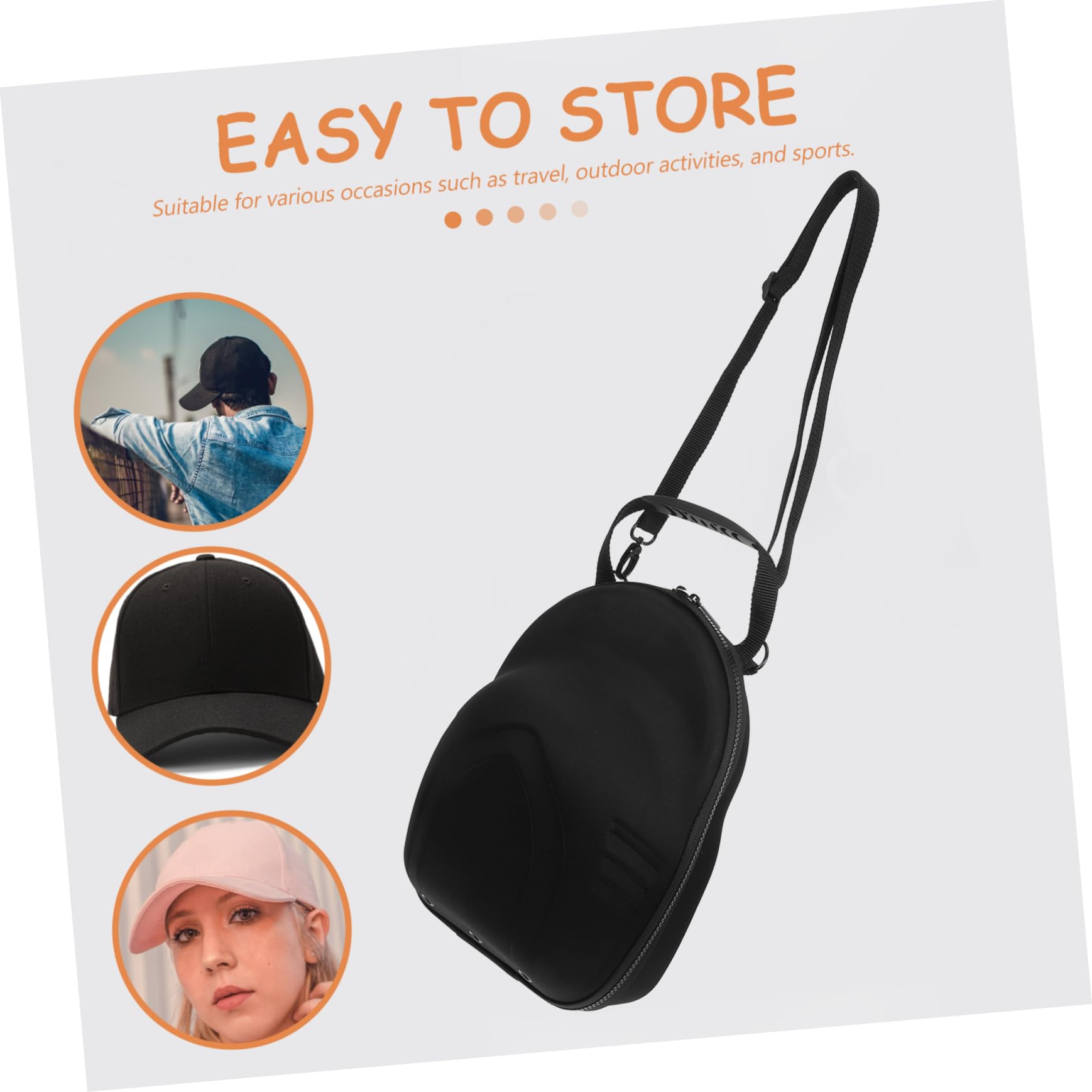 Estuche para Guardar Sombreros de Eva, Organizador de Gorras de Béisbol con Asa y Correa Ajustable, Adecuado para Viaje y Uso Diario