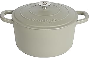 Crock Pot Artisan Cast Iron Dutch Oven Pot 7-Quart, Matte Green, Round