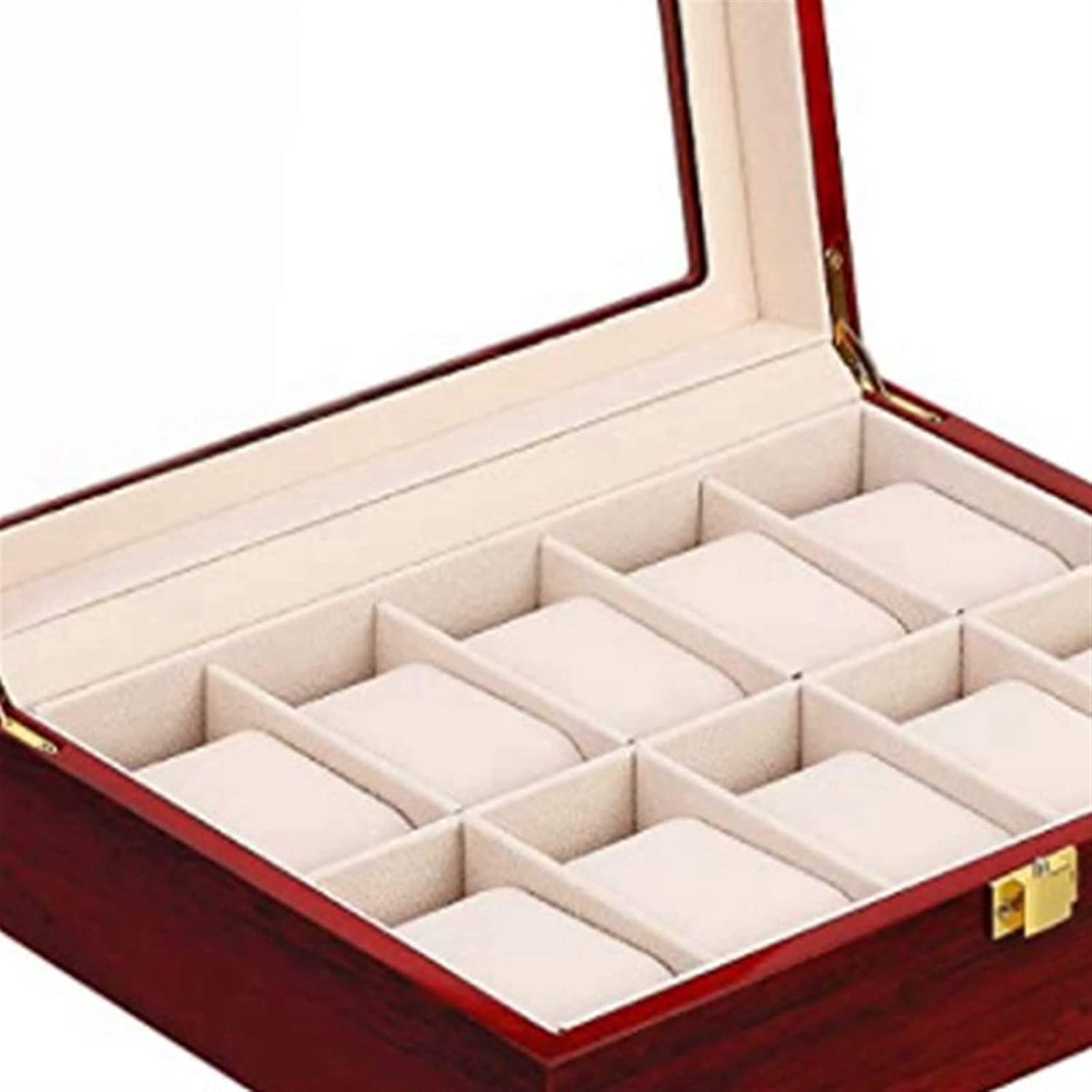 Estuche para Relojes, Enrollador De Relojes, Caja De Madera para Relojes, Caja De Almacenamiento De Joyas con Tapa De Cristal para Relojes De Hombre, Caja De Almacenamien,