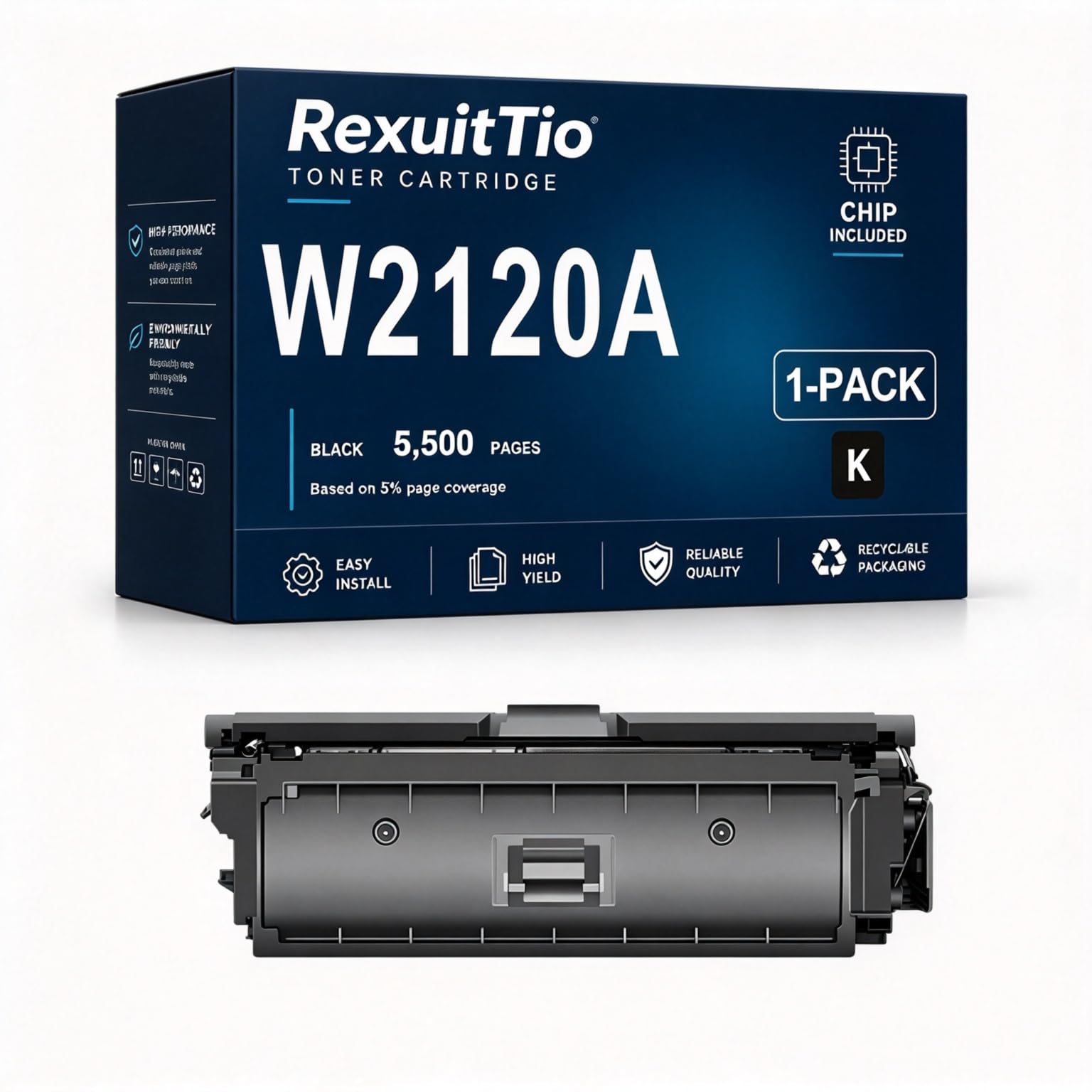 Remplacement de la Cartouche de Toner à Haut rendement W2120A Convient à W2120A, Compatible avec HP Color LaserJet Managed M554dn M578F M555DN Noir avec Puce