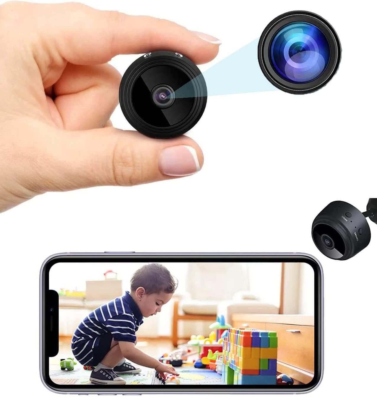 Jukllezan Mini Spy Camera Wireless WiFi Hidden Camera 1080P Full Hidden Cameras with Night Vision and Motion Detection Security Nanny Camera for Outdoor Home Office (2)