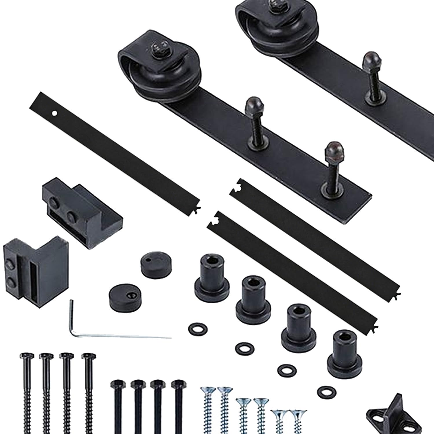 CelyToe Premium Sliding Door Hardware, Matte Black Barn Door Track System, Quiet Smooth Glide Design for Home Bedroom and Closet Use 1.5m/5ft