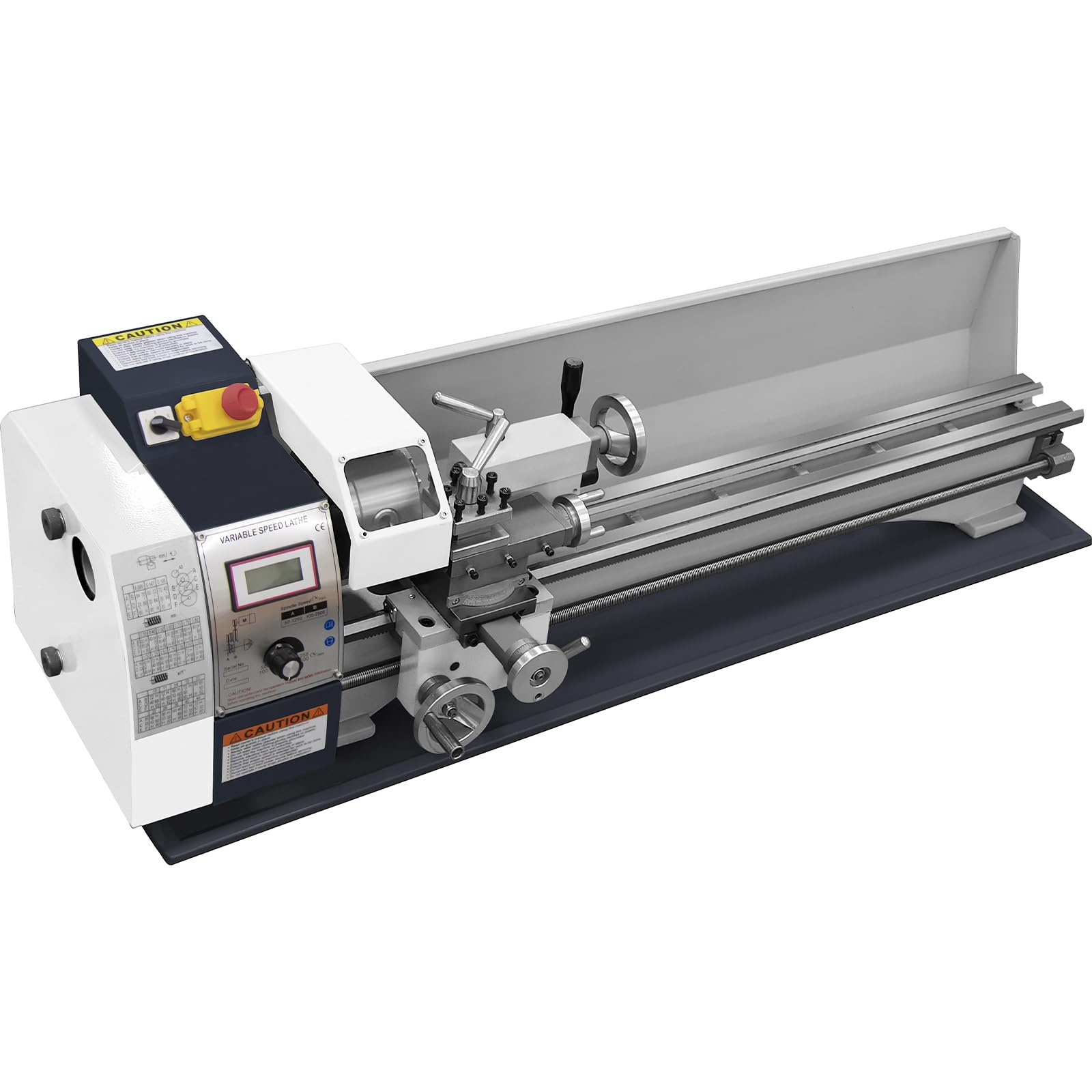 Torno Metal 1200W Torno Metálico 220mm x 750mm Torno de Metal de Mesa Torno Metálico Mini Precisión Torno Velocidad Variable 0-3000RPM para Perforación de Torneado Inverso (Con cepillo)