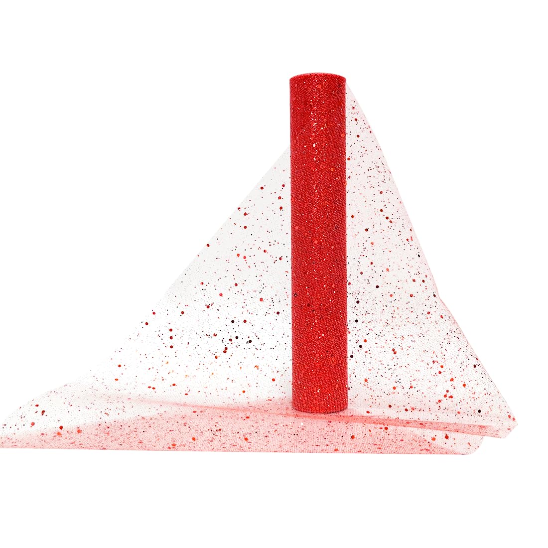 Rol tule, rood, glinsterend, 30 cm x 9,1 m, met