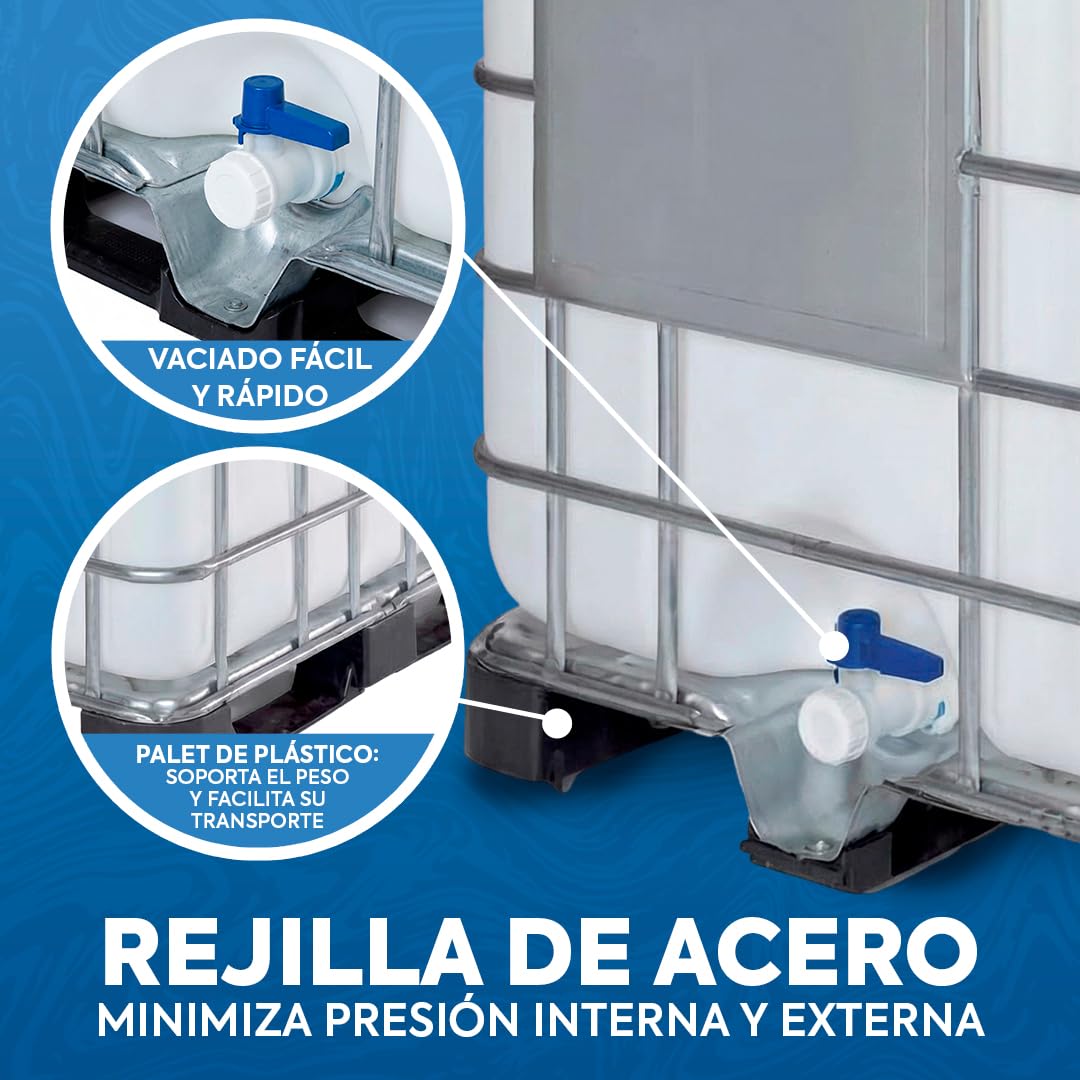 Contenedor depósito de 1000 litros IBC-GRG con palet de plástico