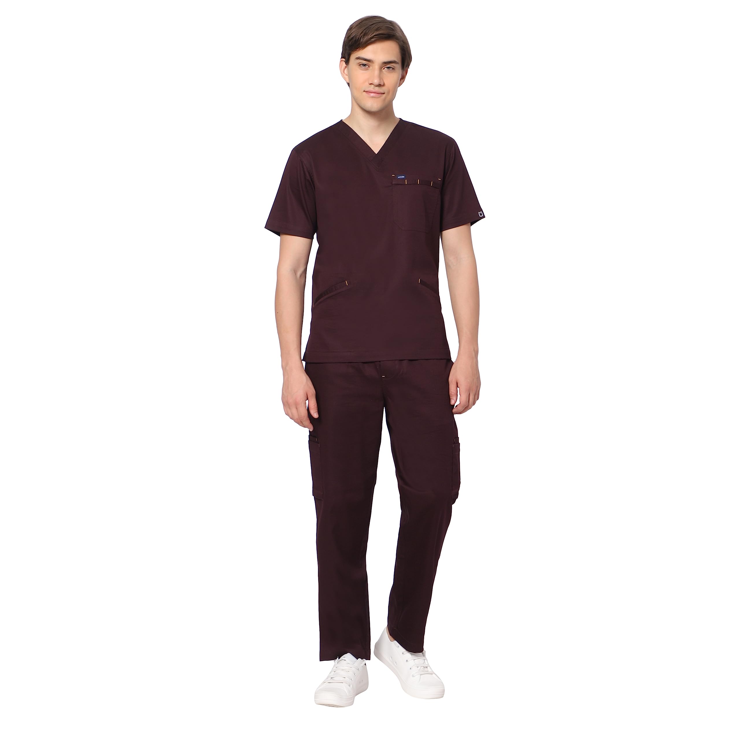 UNINUR Men's 2-Way Stretchable Uniflex 1O Pocket Scrub Suit Scrub Suit for Health Professional,Doctors & Nurse