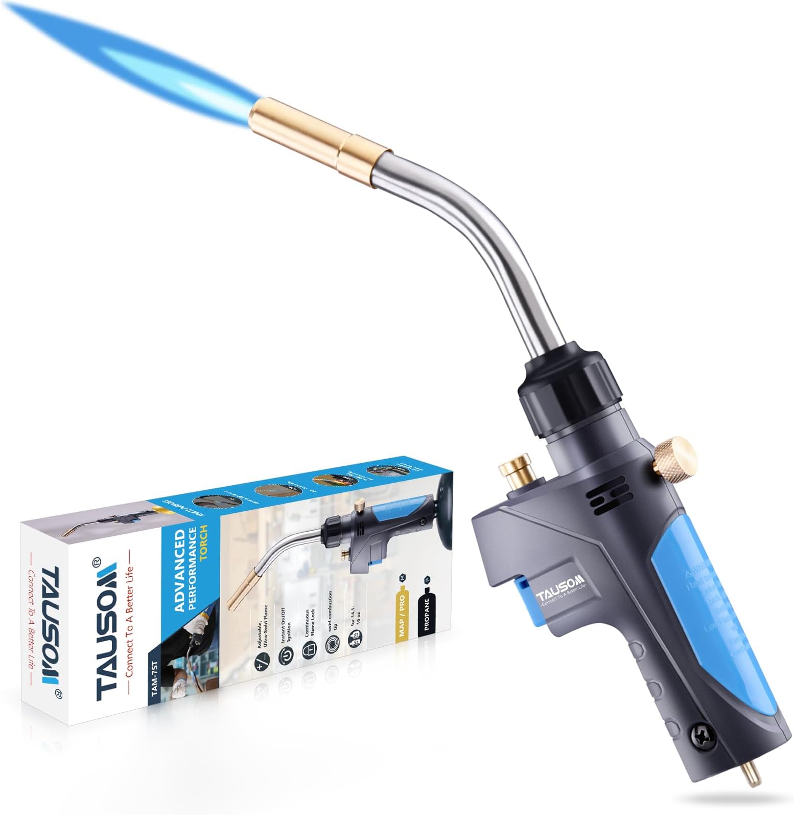 Propane Torch Head Heat 3600℉ Mapp/Map Gas Torch Trigger Start Gas Torch for Soldering Copper Light Stove Fireplace Barbecue Outdoor Activities