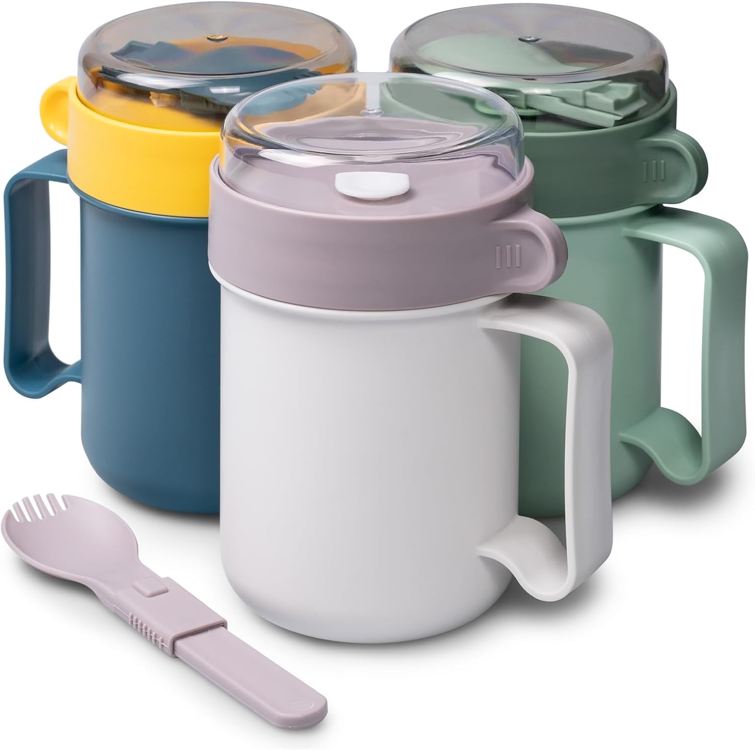 Amazon.com | MATICAN Microwave Soup Mug with Lid, 3-Pack Soup Cup ...