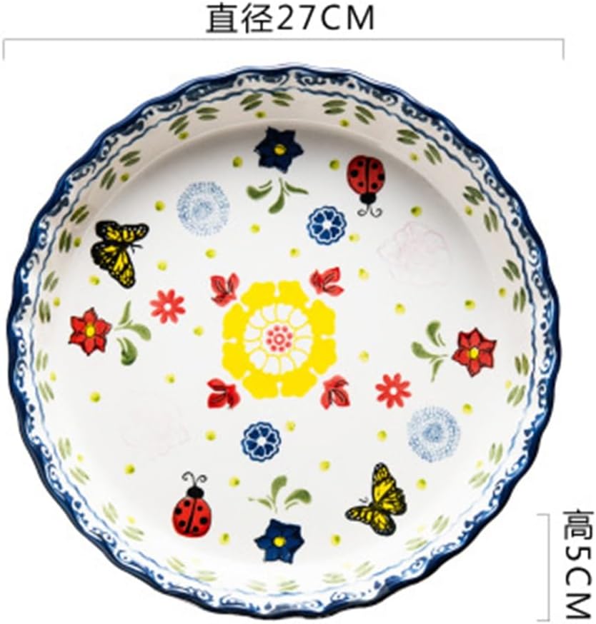 JSEIAJB Pie Plate Pizza Plate Ceramic Plate Baking Tray Oven Baking Tools Round Deep Dish
