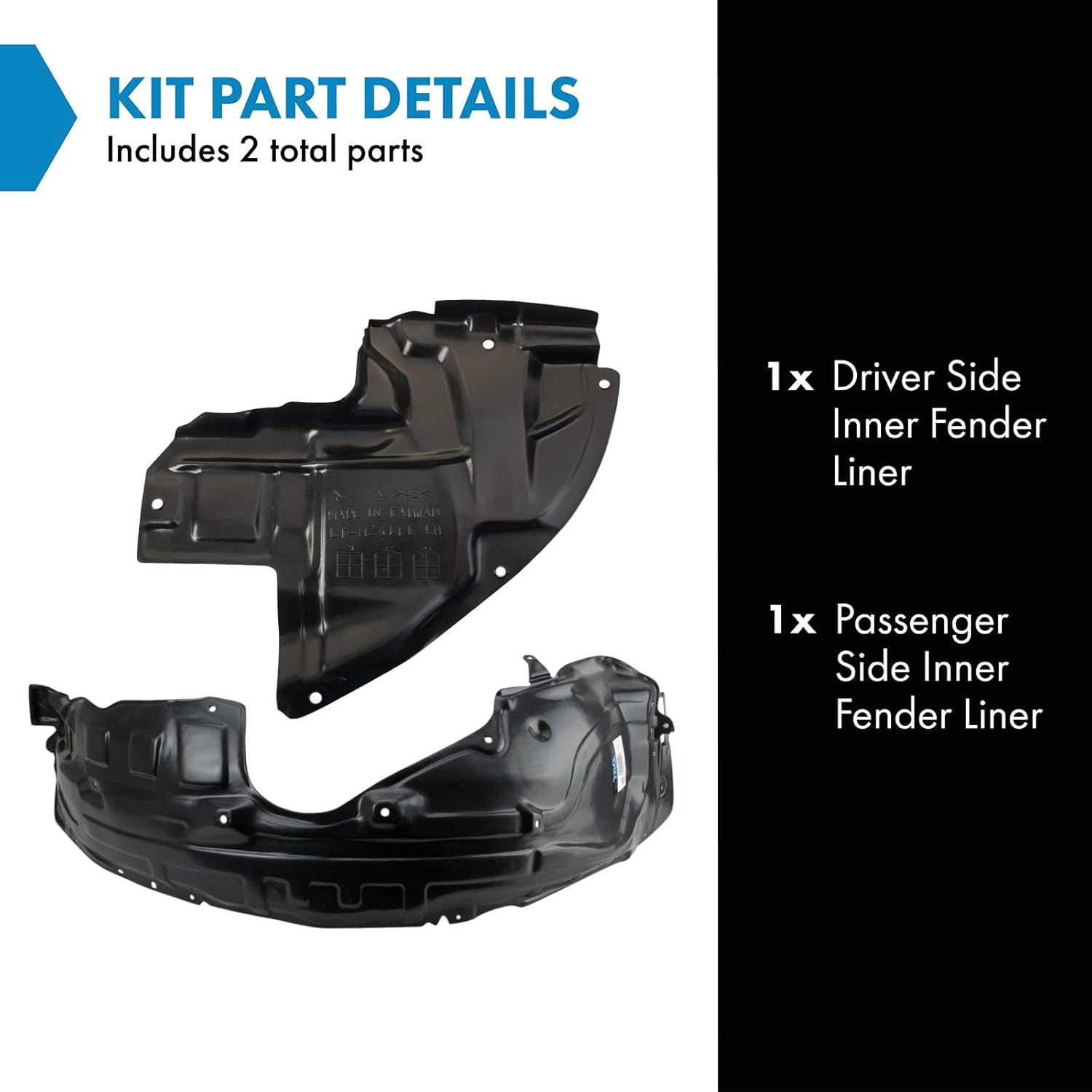 TRQ Inner Fender Liner Set Compatible with 2010-2015 Mazda CX-9 MA1249141 MA1249144 MA1250114 BDA15645