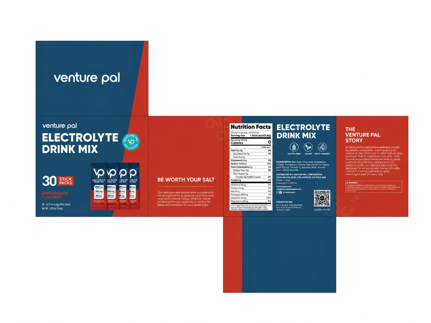 Venture Pal High Sodium Sugar Free Electrolytes Powder Packet, 30 Sticks — Amazon image 11
