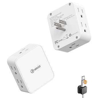 2 Pack 6 Outlet Flat Outlet Extender,Side Outlet,HONIZERWall Outlet Adapter