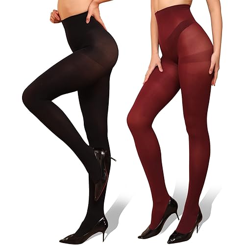 WAKUNA 40D/80D Pantyhose Opaque Tights 2 Pairs Resistant Control Top