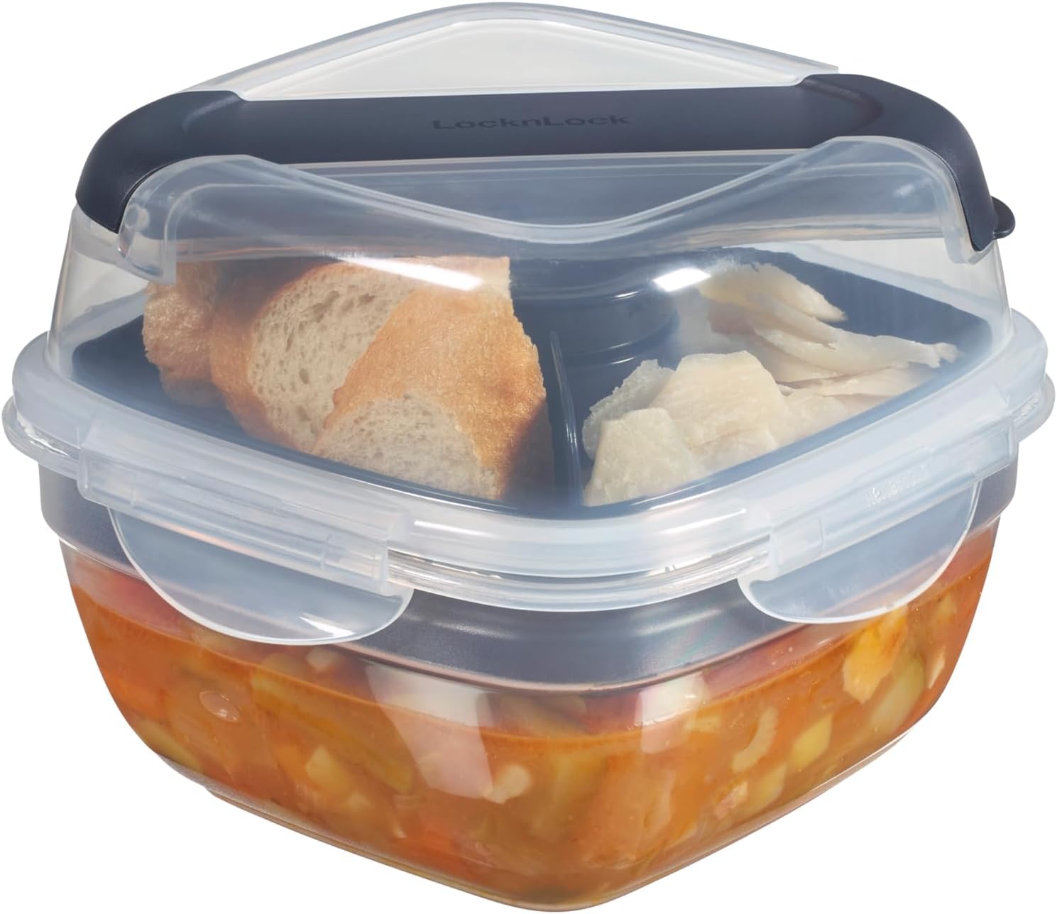 LocknLock To Go Salad Bowl with Topping Tray, Sauce Cup & Cutlery, 950 ml, 100% Airtight and Waterproof Storage Jar, Dishwasher and Microwave Safe, BPA-Free, Salad Bowl to Go