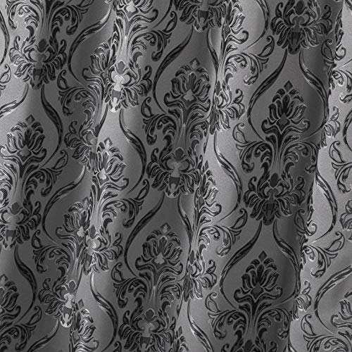 All American Collection New 4 Piece Drape Set with Attached Valance and Sheer with 2 Tie Backs Included (63" Length, Charcoal)