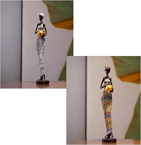 Miniatura 9 de Estatua africana exótica tribal, esculturas de dama, figura de mujer africana para decoración de la oficina en casa, sala de estar, figura de resina