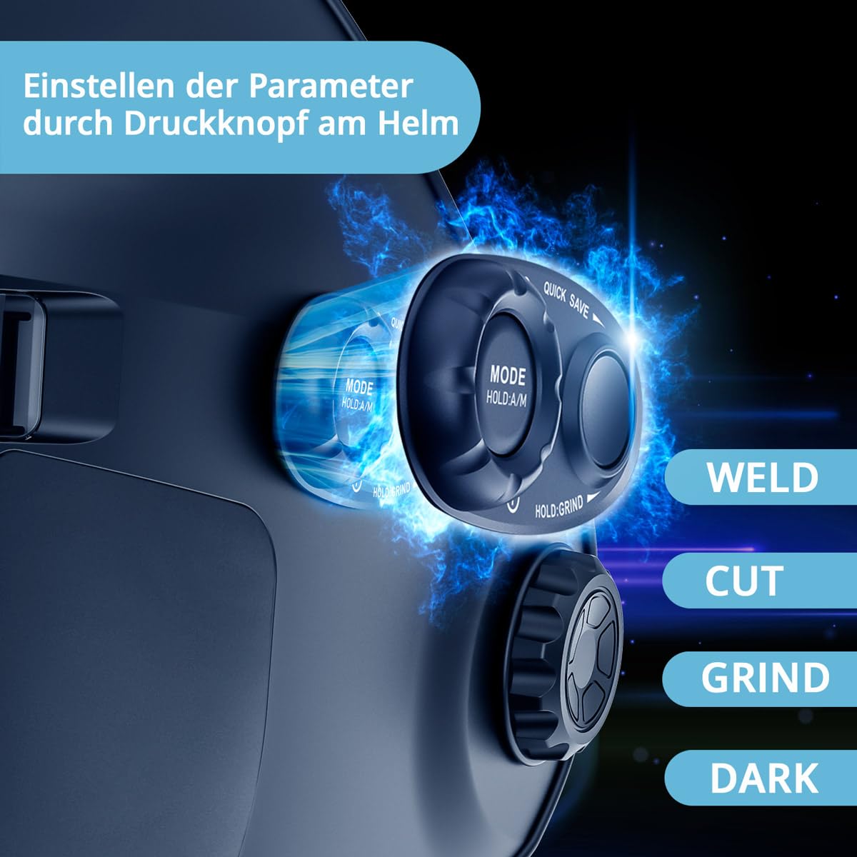 STAHLWERK Automatik-Schweißhelm 3-in-1 Split inklusive Schweißhaube – LCD-Farbdisplay, 180° Sichtfeld, True-Colour-Echtfarbwiedergabe, Jobspeicher, Abdunkelung DIN 4 - DIN 14, optische Klasse 1/1/1/1