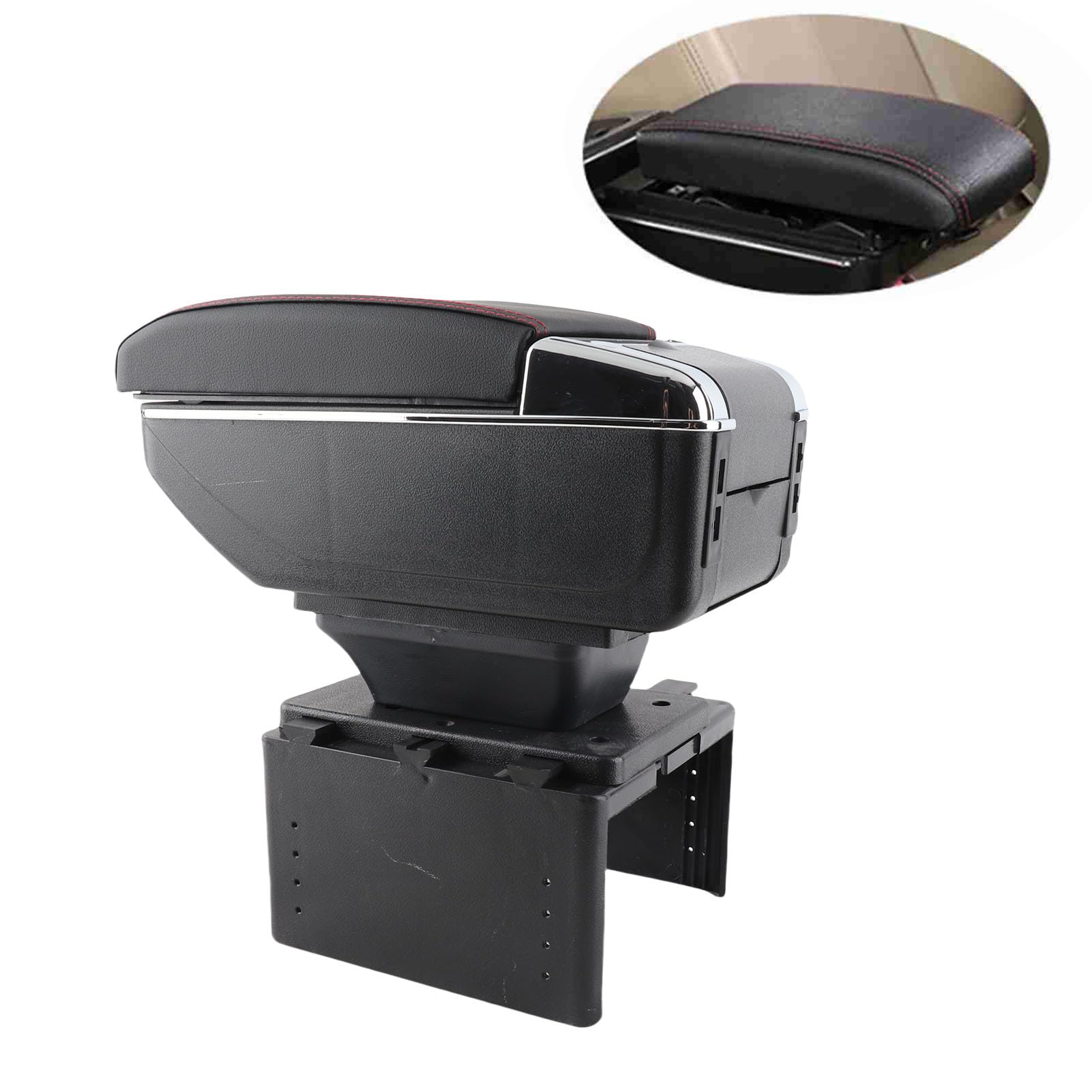 Caja de apoyabrazos, caja de almacenamiento de contenedores de caja de apoyabrazos de consola central de coche universal ajustable con interfaz USB
