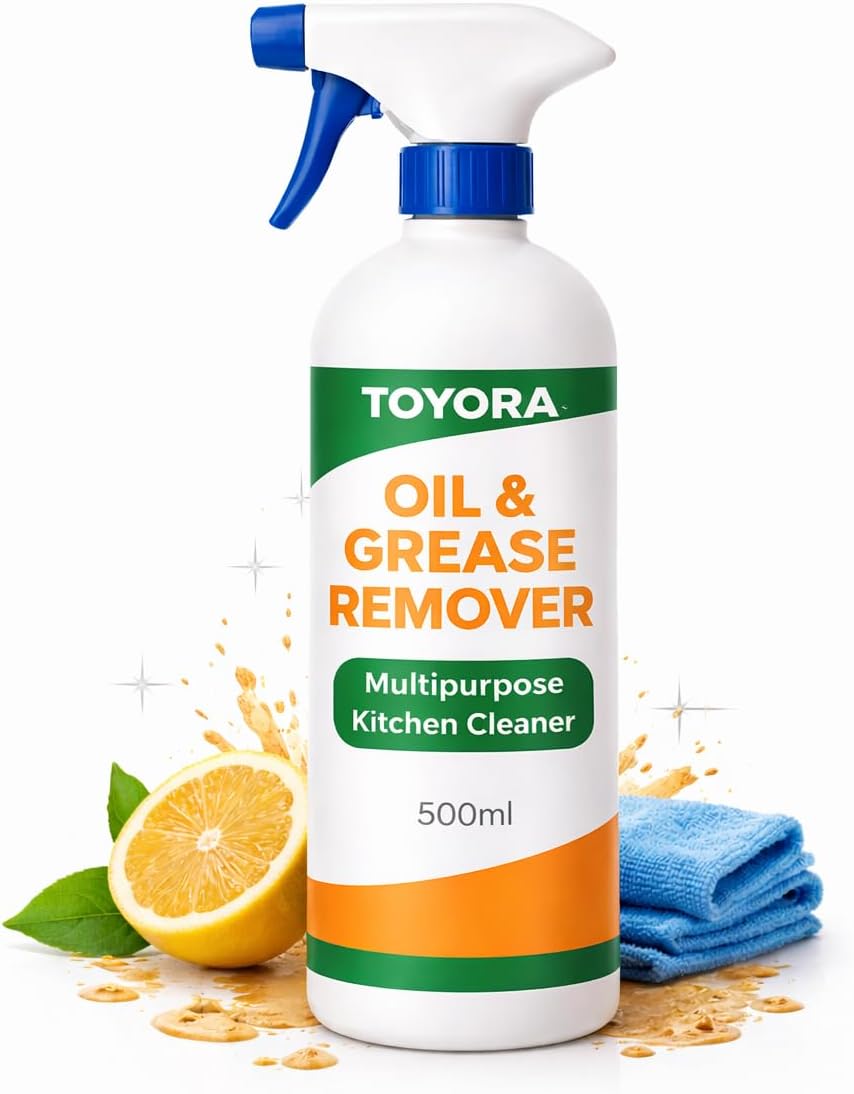 Kitchen Cleaning Spray – Heavy Duty Oil & Grease Remover for Stovetop & Chimney, 500ml Lemon Fresh Kitchen Cleaners for All Surfaces