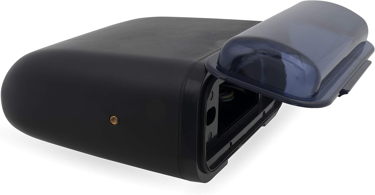 Belva BMRC7B Black Fully Enclosed Marine Radio Cover/Radio Splash Guard for Deck or Overhead Installs, Water-Resistant Flip-up Style