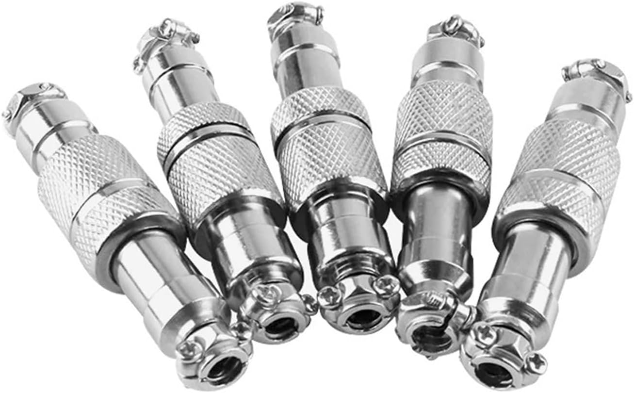 5Pcs GX12 Connector Plugs Socket Butt 2/3/4/5/6/7Pin Male Female M12 Docking(2P Male)