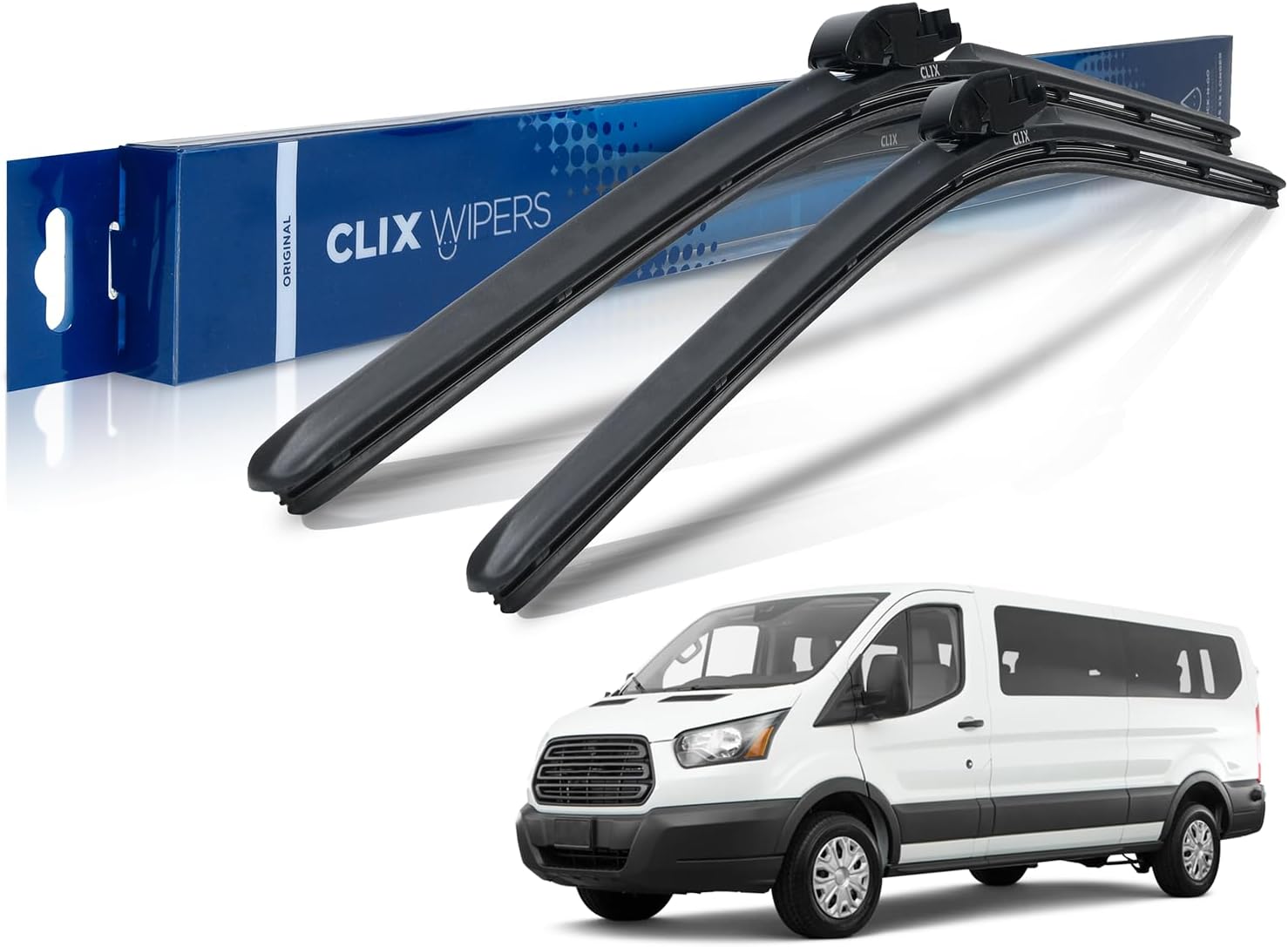 Clix Wipers - (28"/20") Premium All-Weather Set of 2 Windshield Wiper Blades Popular On 2015-2022 Ford Transit, 2010, 2011, 2012, 2013, 2014, 2015, 2016, 2017, 2018, 2019, 2020 Toyota Sienna 28" 20" OG Black - Original