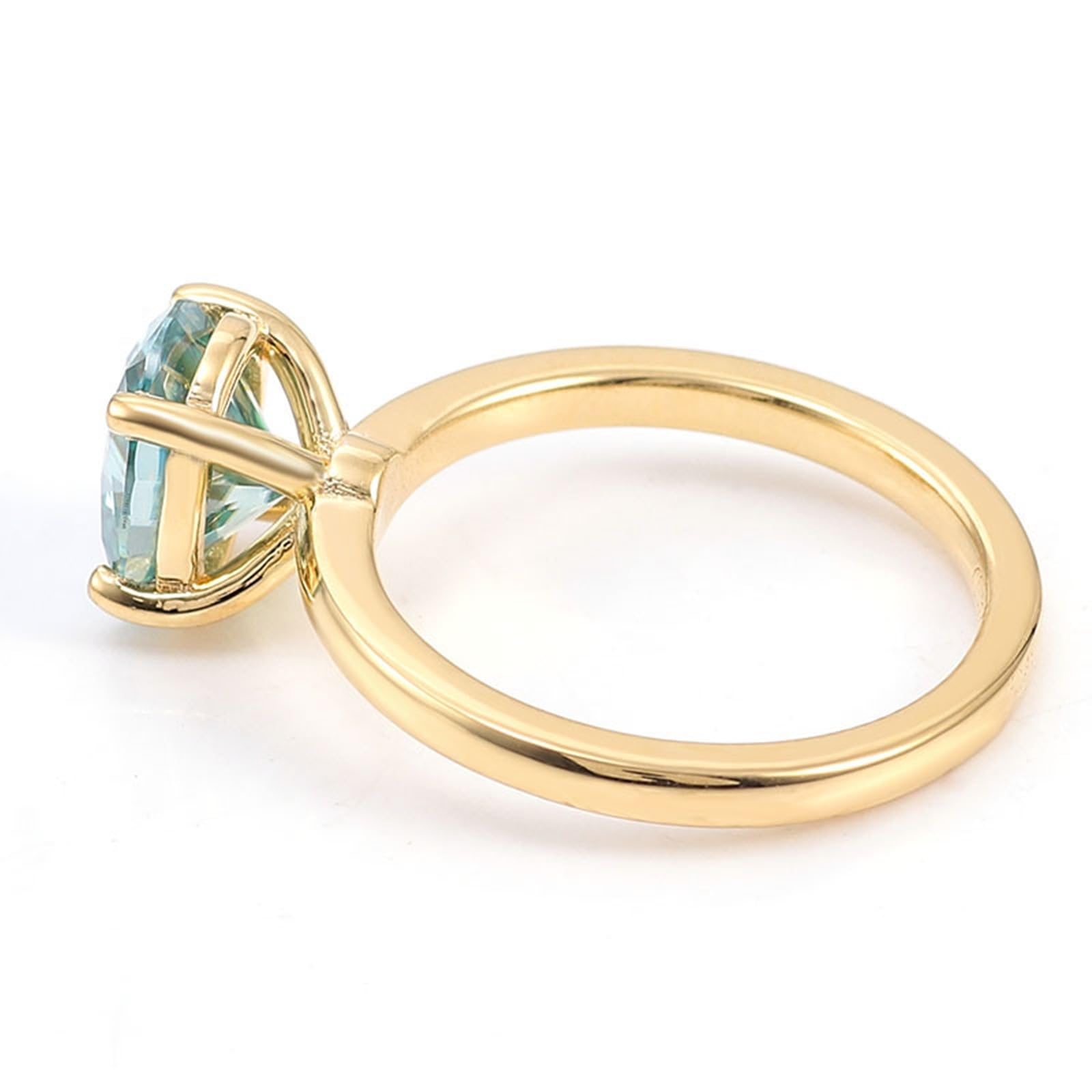 Anillo de banda para mujer, oro amarillo 375/585/750, 9 K/14 K/18 K, oro auténtico, anillo de compromiso, anillos de boda, solitario con grabado, alianzas con moissanite 2 ct para mujeres