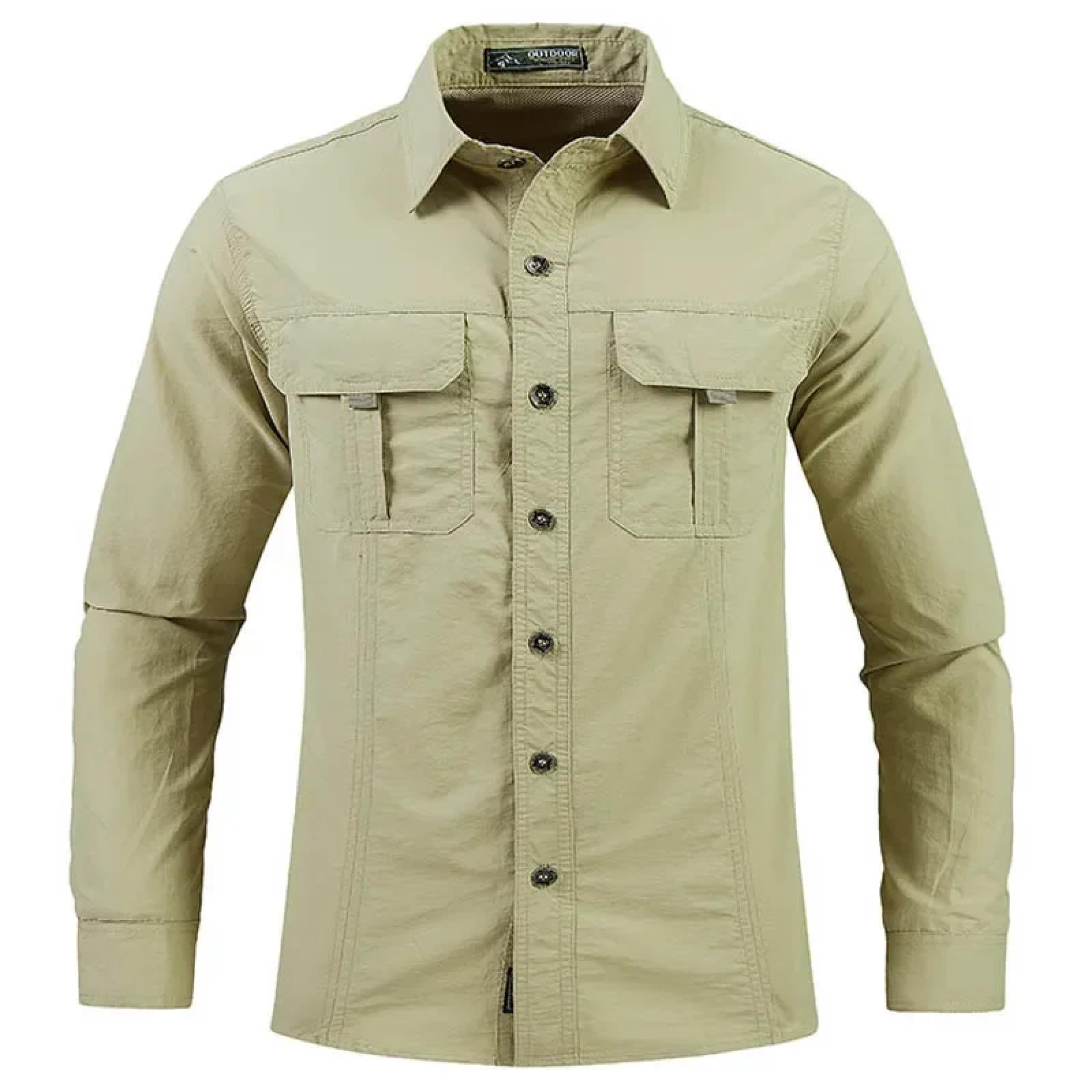 Men Camicia Uomo Casual Formale Shirt Lunghe Manicheuomo Manica Lunga Campeggio Escursionismo Camicie Protezione Solare Camicia da Pesca Viaggi All'Aperto Golf Polo