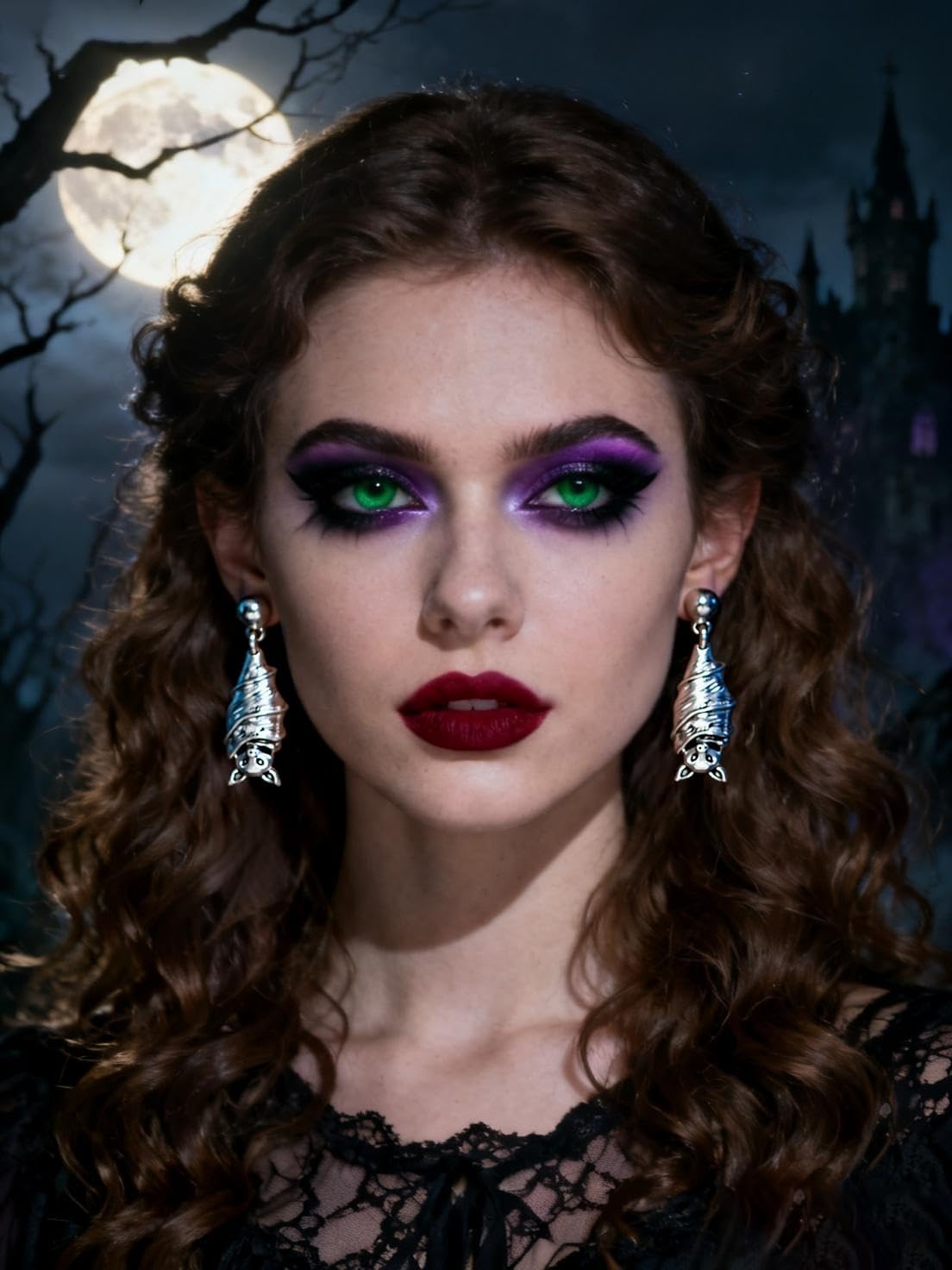 Gothic Halloween Bat Earrings for Women Vintage Dark Gold Silver Inverted Bat Dangle Stud Earrings Vampire Jewelry Halloween Costume Accessories for Women - Image 4