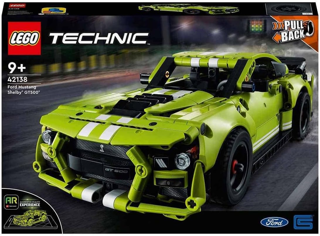 LEGO Technic Ford Mustang Shelby GT500 42138 Model Building Kit; Pull-Back Drag Race Car Toy for Ages 9+