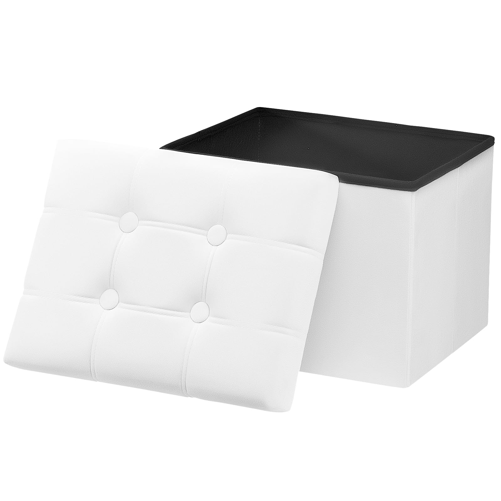 AmasSmile Storage Ottoman Foot Rest Stool, 17 inch Velvet Footstool Bench, Short Ottomans Stool, Small Folding Storage Ottoman Store Books, Records,