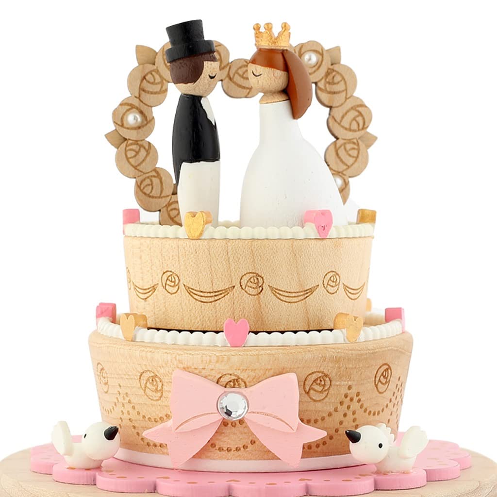 Custodia Musicale per Decorazioni Music Box di legno, Musical Box figura della torta Matrimonio coppia, Music Box for il compleanno regalo festa della donna ragazze di nozze San Valentino Carillon
