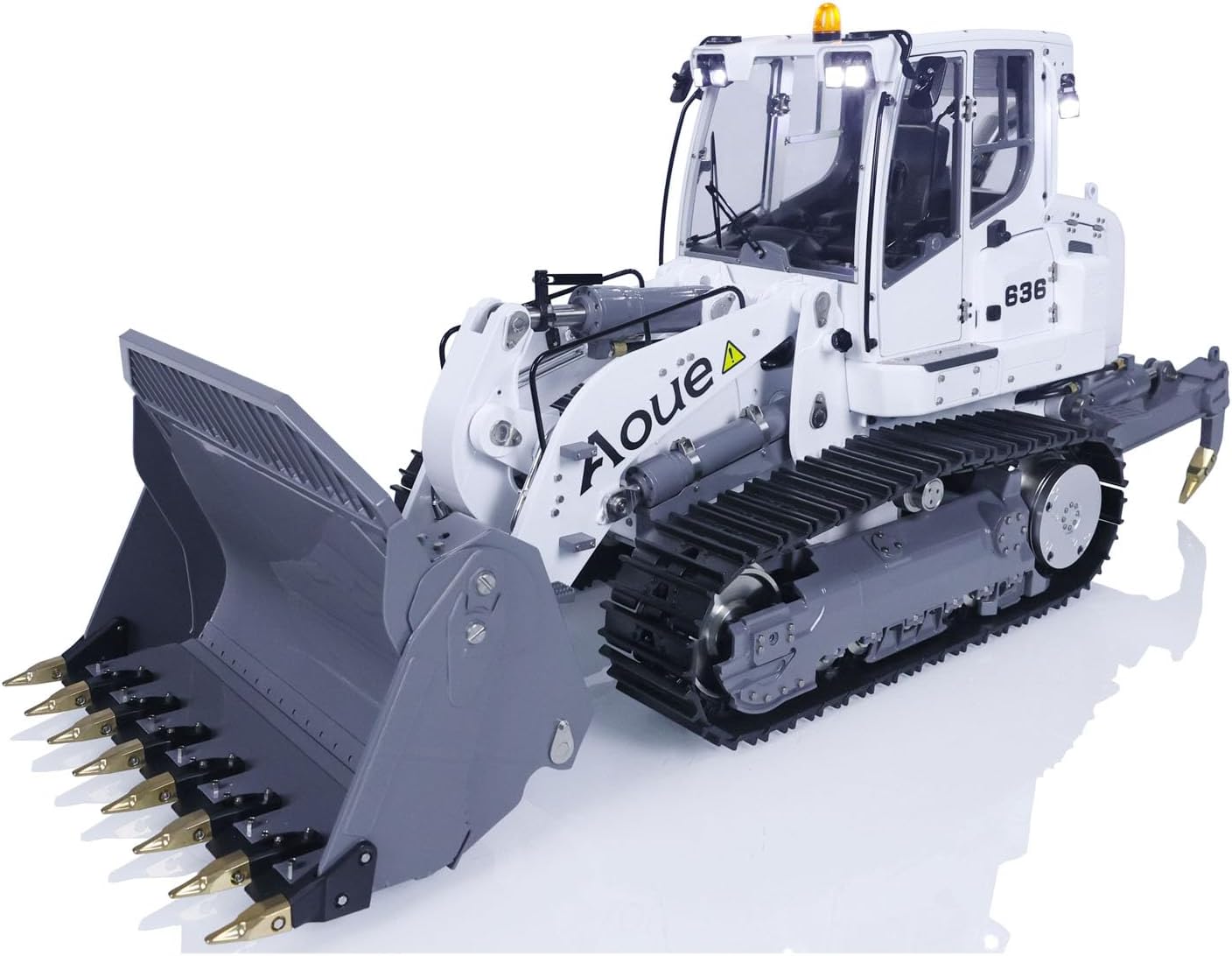LESU 1/14 RC Hydraulic Crawler Loader RTR LR636 RC Construction Vehicles Model Pl18Ev Lite Openable Bucket Rear Hook Painted White Hobby Grade Model for Adult