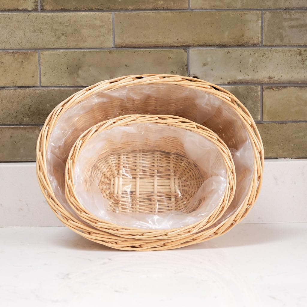 Arthur Cameron Natural – Oval Wicker Basket Tabletop Planter – Handwoven Plant Pot And Decorative Home Accessories (, Large)