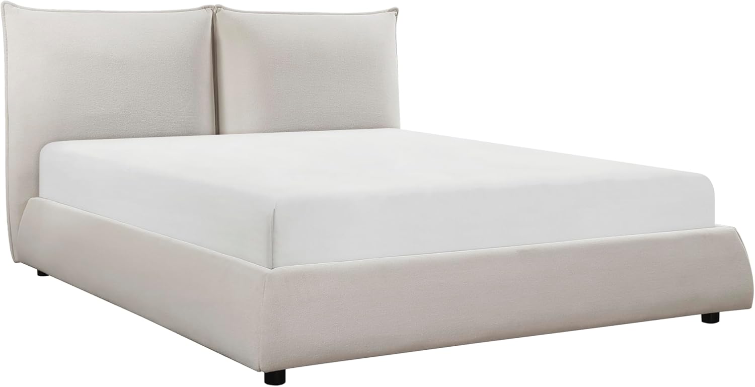 Lexicon Verboncoeur Chenille Upholstered Platform Bed, King, Beige