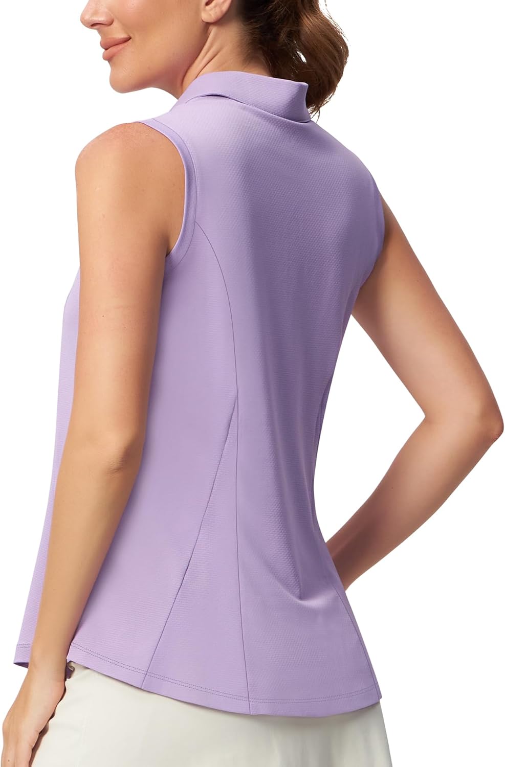 Casei Women's Sleeveless Golf Polo Shirt with Sunglass Loop, UPF 50+ Quick Dry Tennis Pickleball No-Tuck Peplum Top 1/4 Zip - Image 2
