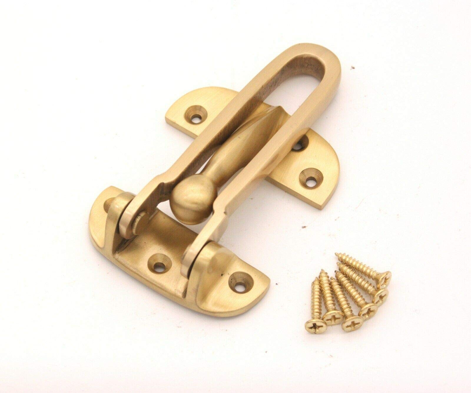 Infinity Decor 105mm Front Door Chain Restrictor Lock/Latch/Catch for Security & Safety Purpose- Satin Brass Heavy Duty Strong Door Lock Guard with Swing Bar