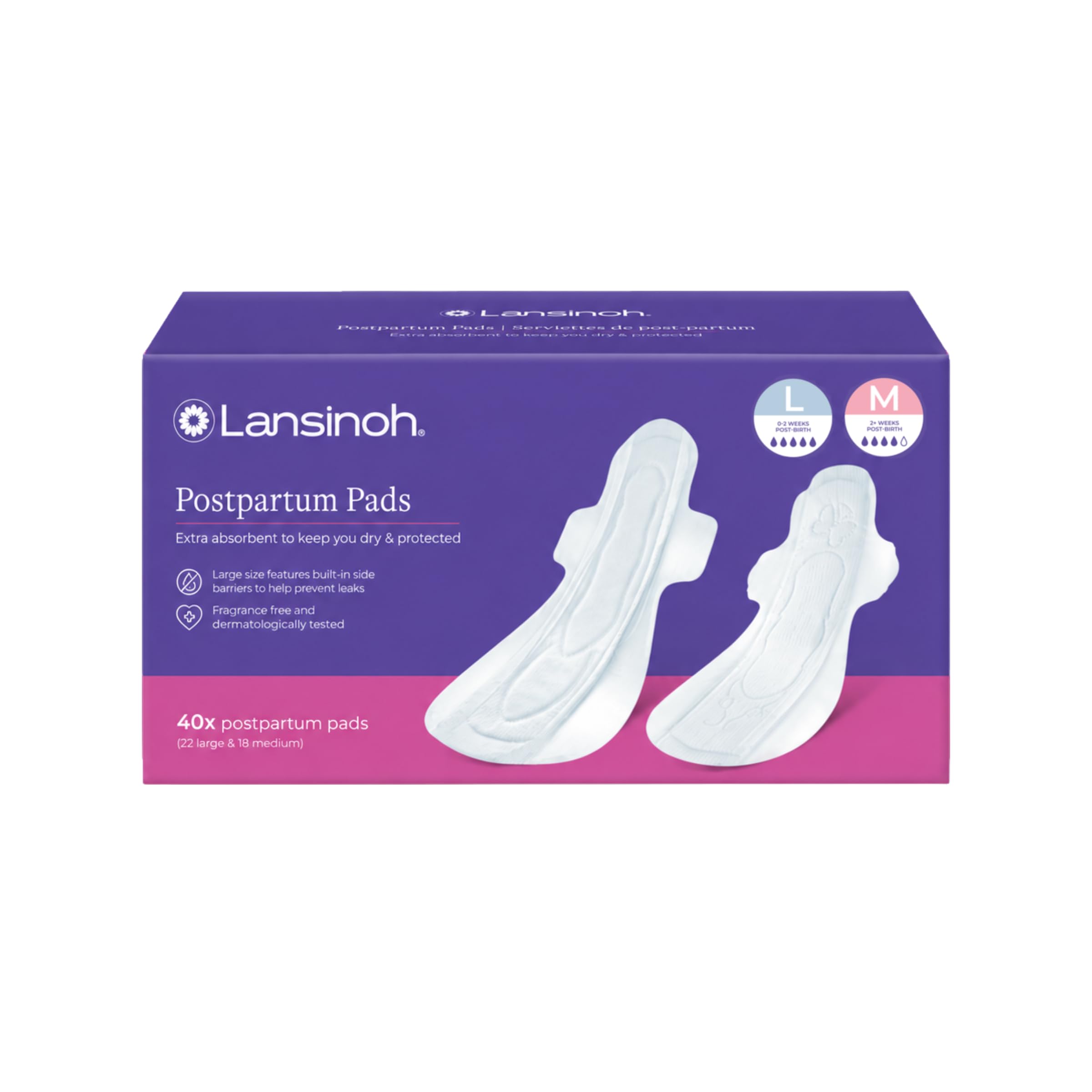 Lansinoh Postpartum Maxi Pads Bundle, 40 Count