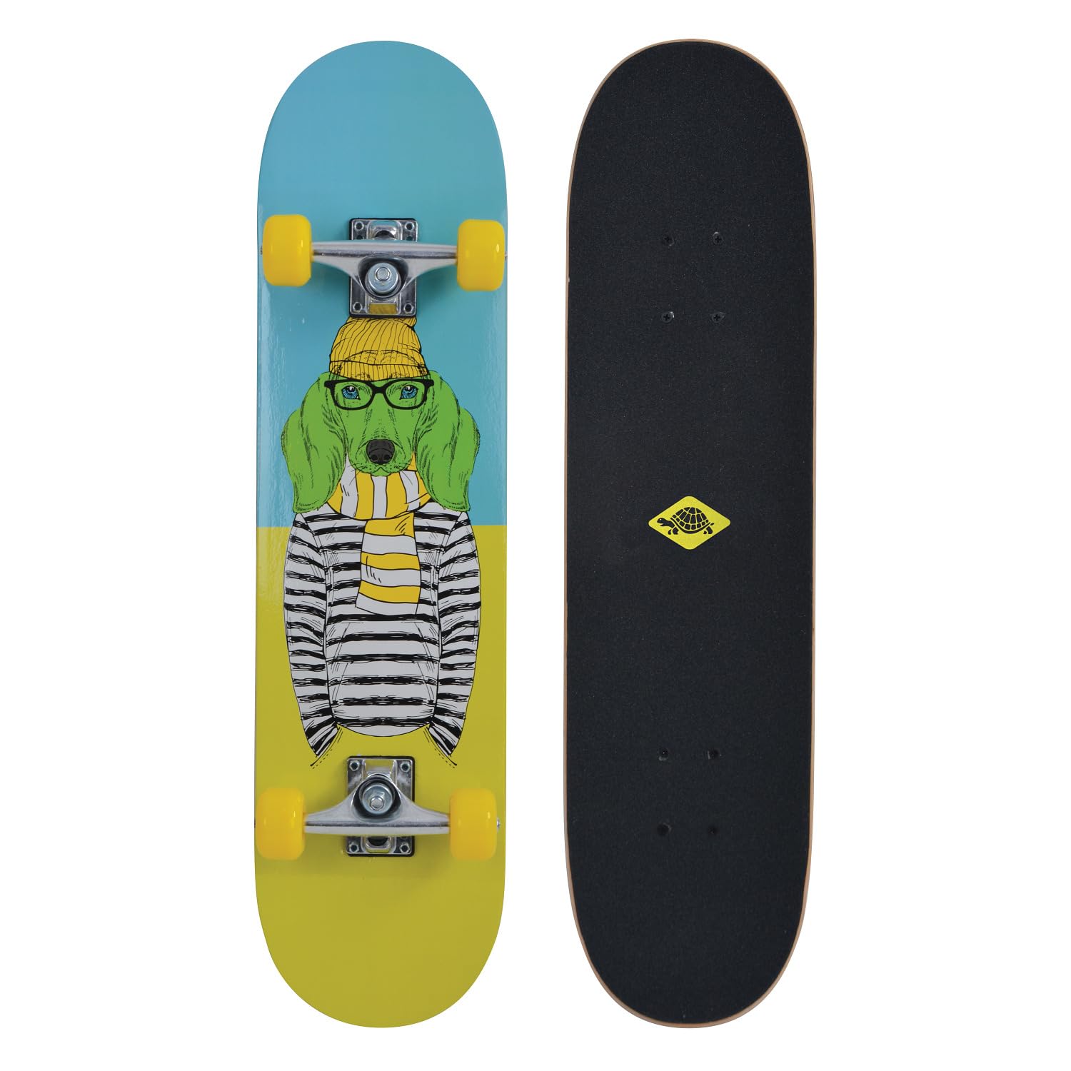 Schildkröt Skateboard Kicker 31", Excellente pour Débutants, Plateau Concave avec Double Kick et Ruban Adhésif, Roulements à Billes ABEC5