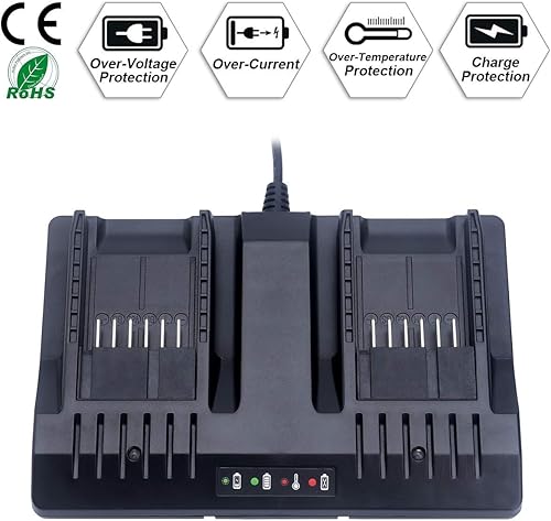 Miniatura 6 de Lasica Repuesto para batería Worx 20V WA3875 Dual Fast Charger Compatible con Worx 18/20 Volt Max Litio PowerShare Baterías WA3578 WA3525 WA3520