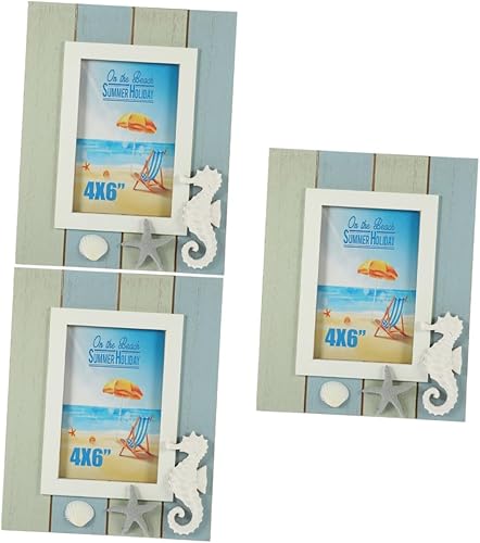 PRETYZOOM 3pcs Ocean Style Photo Frame Simple Style Photo Frame Photo Display Holder Tabletop Photo Holder Desktop Decor Photo Displaying Frame Home