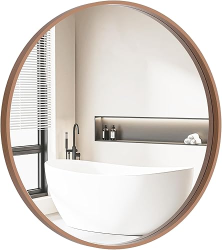Miniatura 95 de HOMECOOKIN Espejo de pared redondo de 32 pulgadas, espejo circular dorado para baño con marco de metal, espejo dorado redondo para decoración