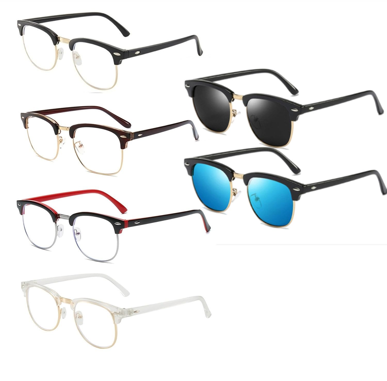 RuiJinGen Computer Gaming Blue Light Blocking Glasses Half frame Retro Semi Rimless Clear Lens Glasses Eyewear Men Women plus POLARIZED male