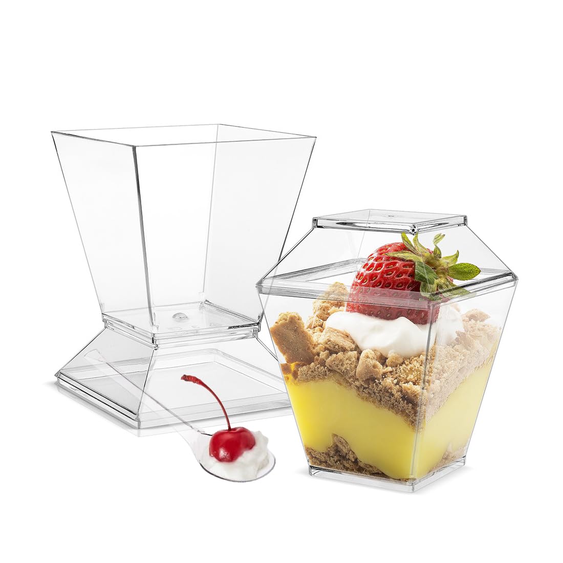 MIVIDE 100 Pezzi Tazze da Dessert con 100 Coperchio e 100 Cucchiaio