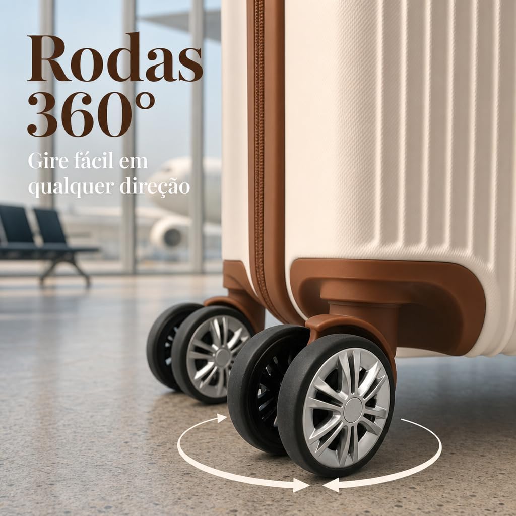 Mala de Bordo Padrão ANAC 10kg Rígida ABS Rodas 360 Cadeado Rígido