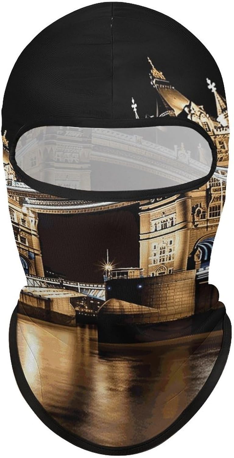 Balaclava Face Mask for Men Women Sun Protection Full Face Cover | Breathable Night London Tower Bridge Full Face Mask Windproof Ski Mask Motorcycle Helmet Lining for Outdoor Sport Cycling