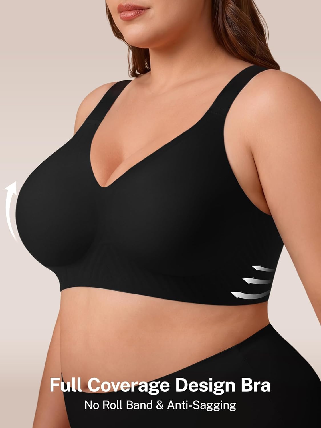 habibee Push Up Bras for Women Plus Size Wireless Full Coverage Bra for Large Breast, Seamless Everyday Bralette 32D-44D