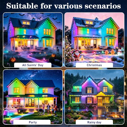 HCMTGW 300FT Permanent Outdoor Lights, RGB+IC Waterproof Smart LED Eaves Lights with App & Remote Control, for Christmas and Holiday Decor, Daily and Accent Lighting for House Roof, Patio and Garden - image 7